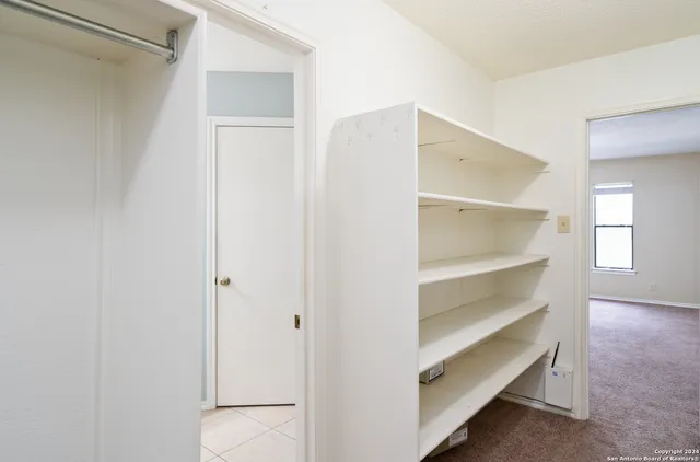 a view of an empty walk in closet