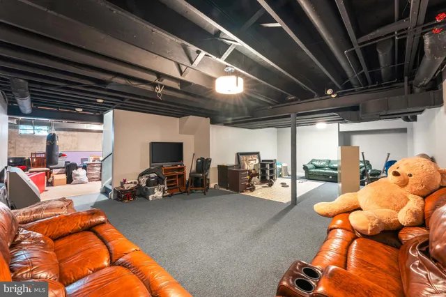 a view of a garage with furniture
