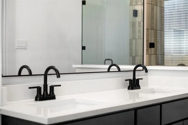 a close view of a sink a counter and kitchen a sink