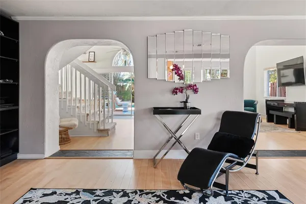 a living room with furniture