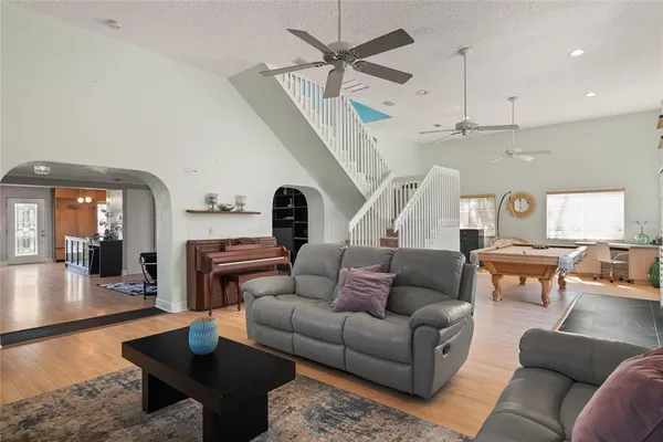 a living room with furniture