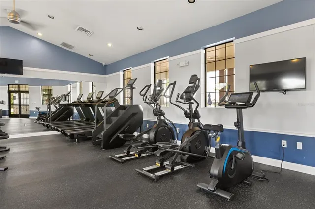 a view of a room with gym equipment