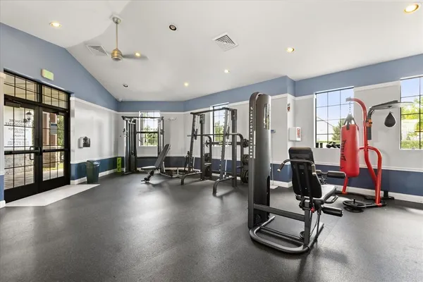 a view of a room with gym equipment