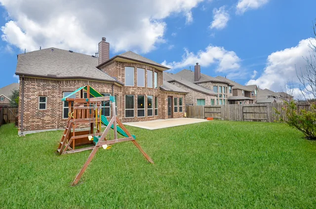 a view of a park with slide