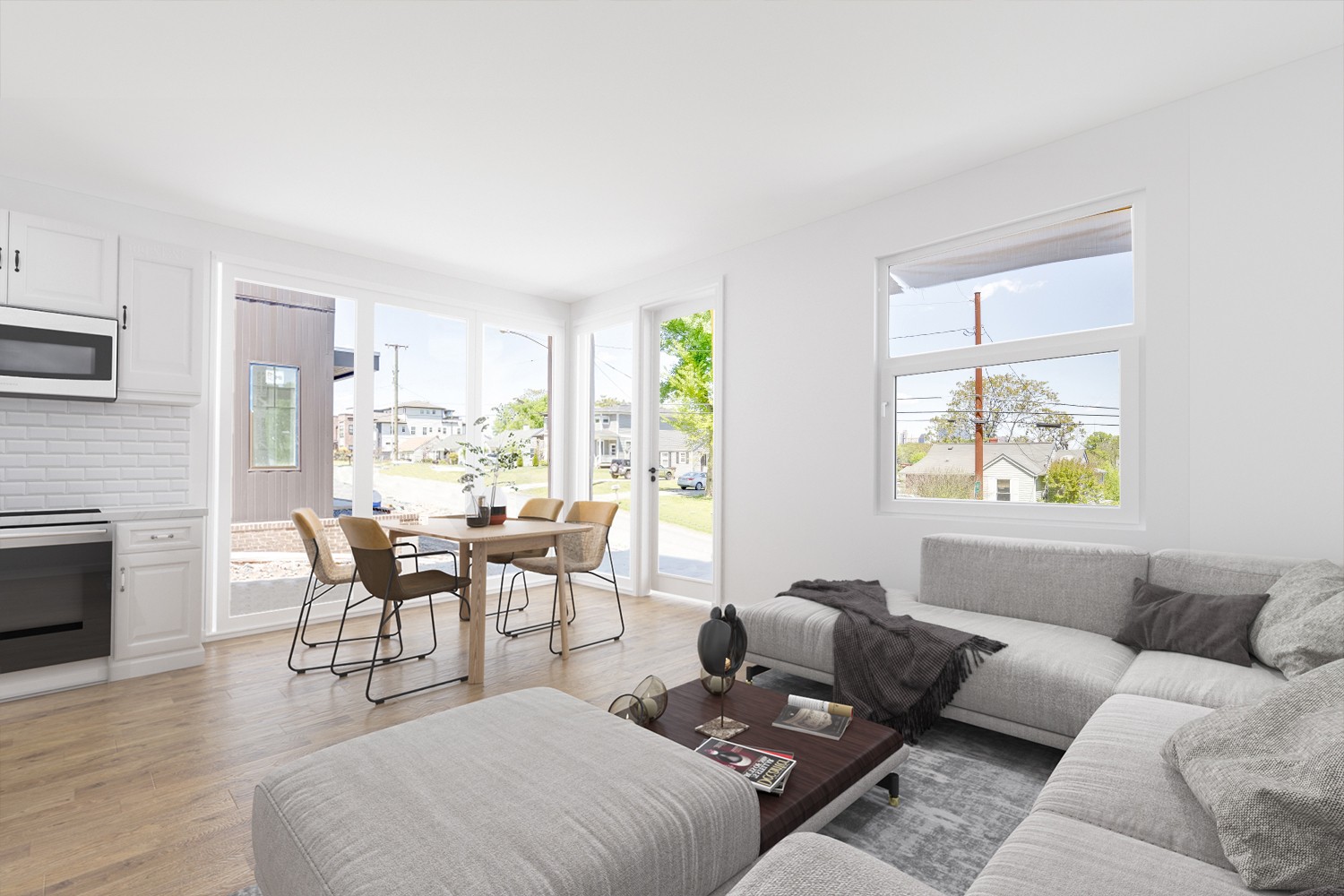 1403 Martin Street Nashville, TN 37203 - Photo 4 of 5 a living room with furniture wooden floor and a fireplace