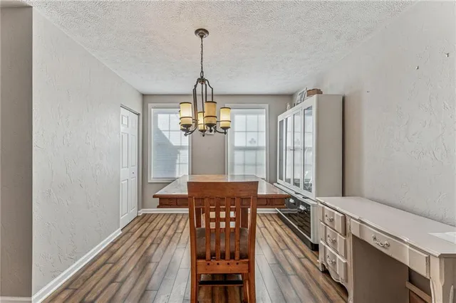 a view of a room with windows