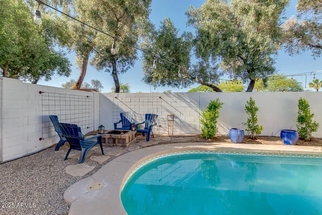 an outdoor view with patio