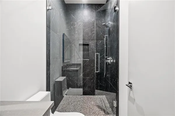 a bathroom with a shower