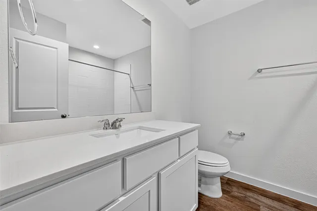 a bathroom with a sink toilet and vanity