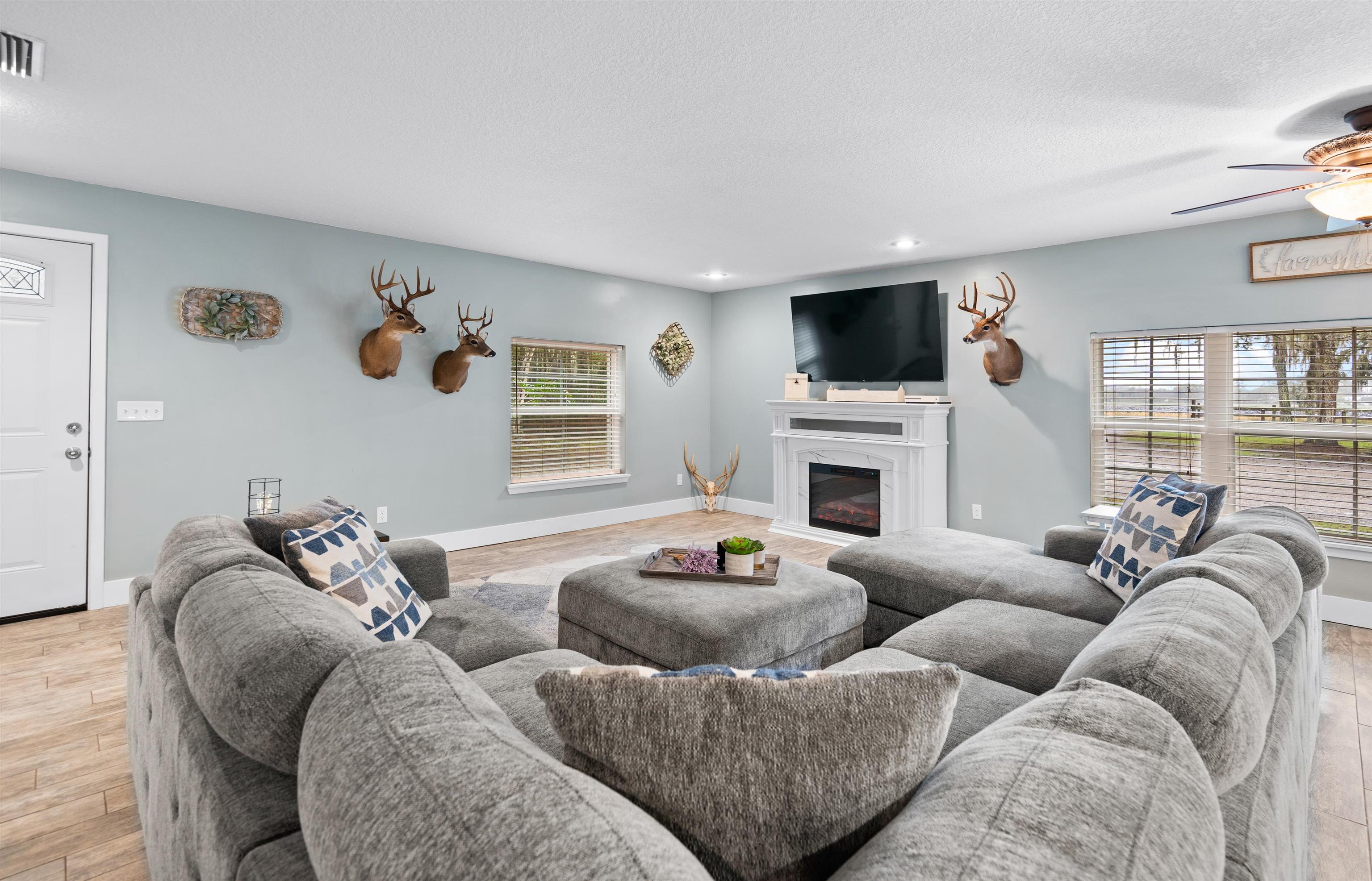 9355 Byrd Road Hastings, FL 32145 - Photo 7 of 59 a living room with furniture flat screen tv and a fireplace