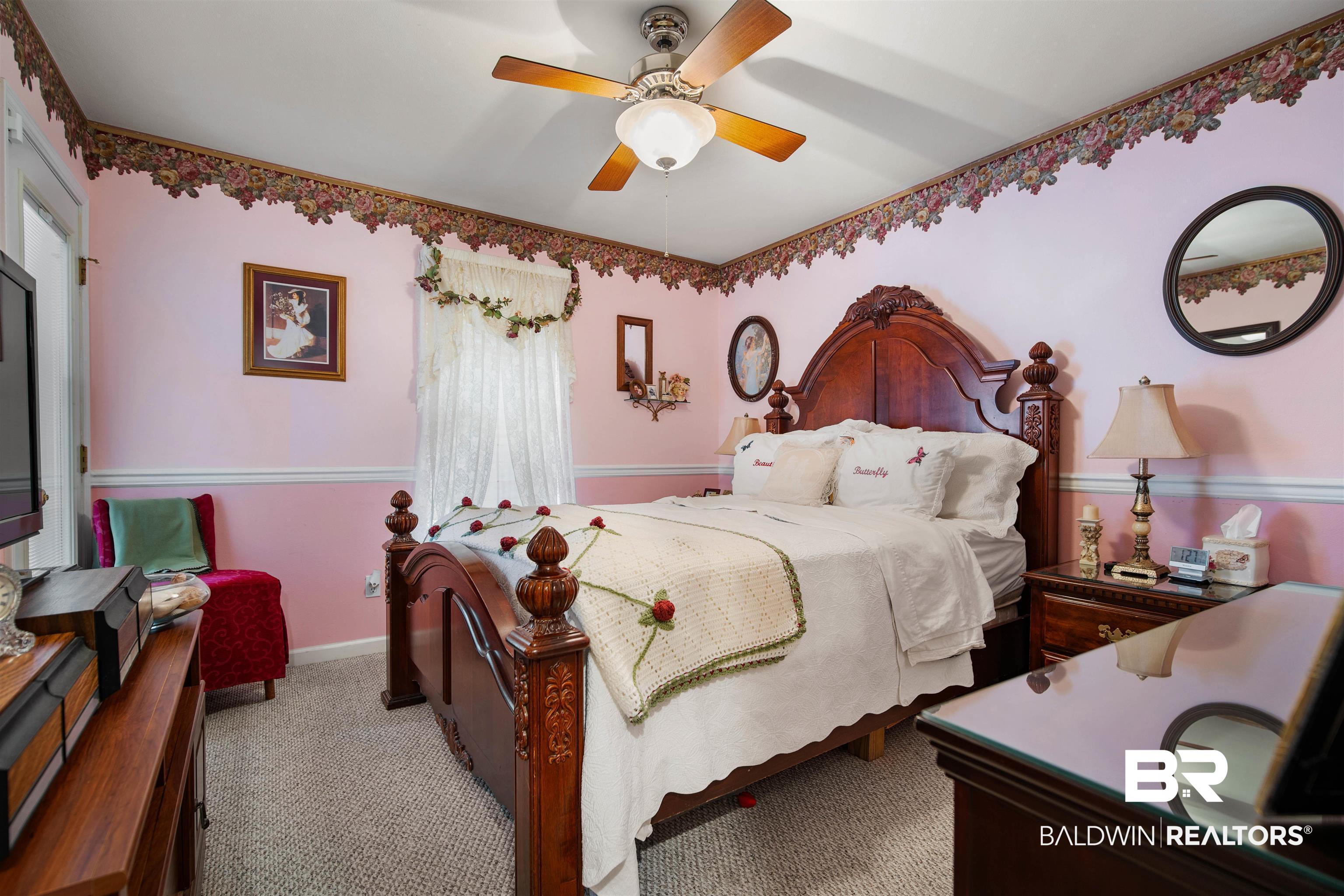 1744 Aden Road Mobile, AL 36695 - Photo 20 of 35 Bedroom featuring ceiling fan and light colored carpet
