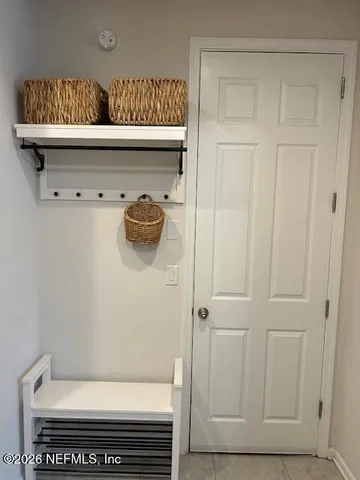 a bathroom with a bathtub