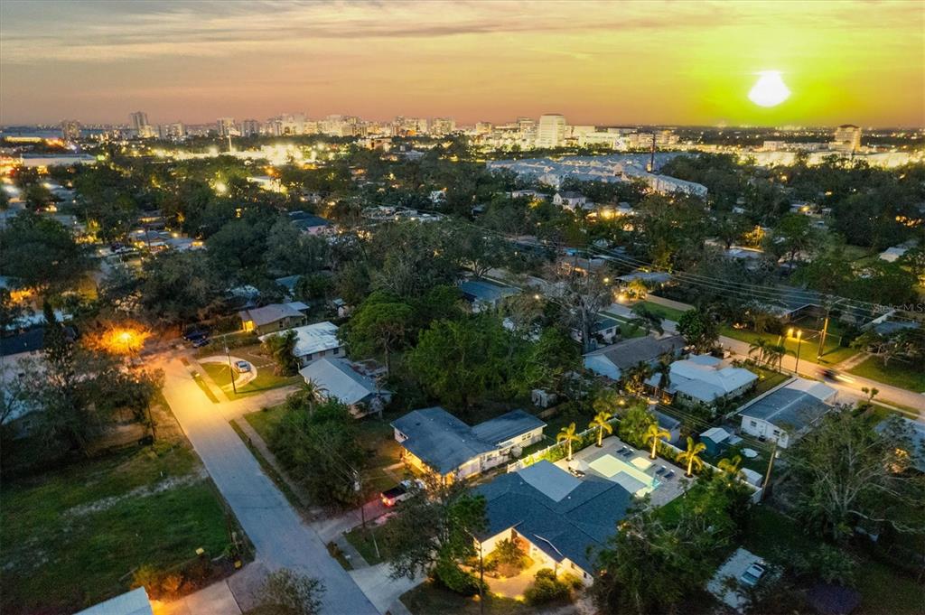 2365 Bay Street Sarasota, FL 34237 - Photo 93 of 93 an aerial view of a city with lots of residential buildings ocean and mountain view in back