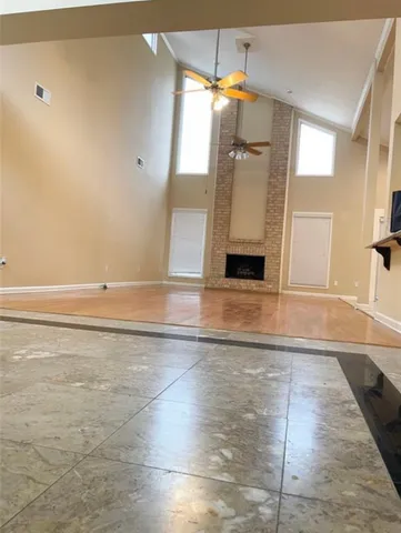 a view of a fireplace in a room