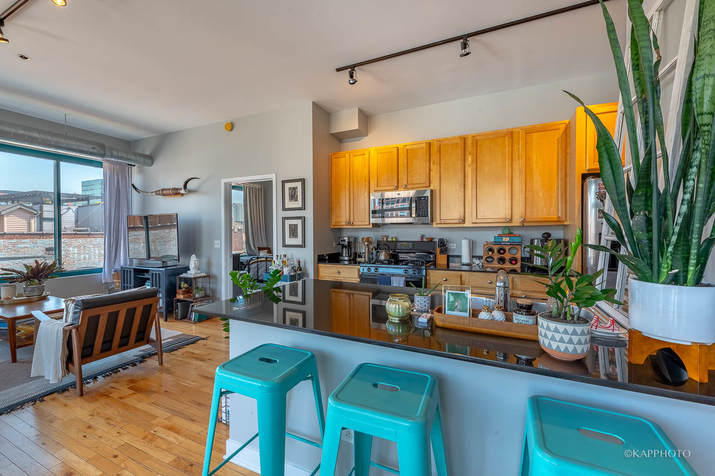 910 West Madison Street, Unit 906E Chicago, IL 60607 - Photo 10 of 26 a living room filled with furniture windows and a potted plant