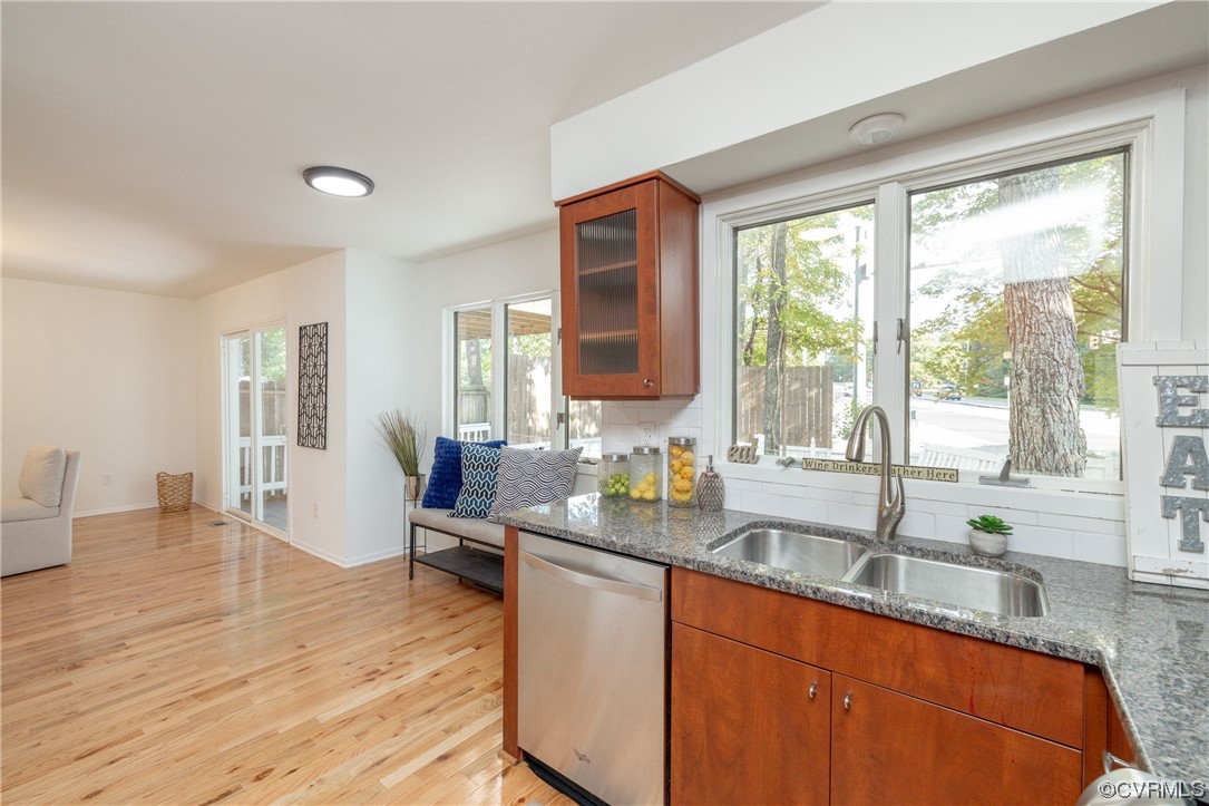 1701 Quail Covey Road Henrico, VA 23238 - Photo 17 of 45 a kitchen with granite countertop a sink and a window