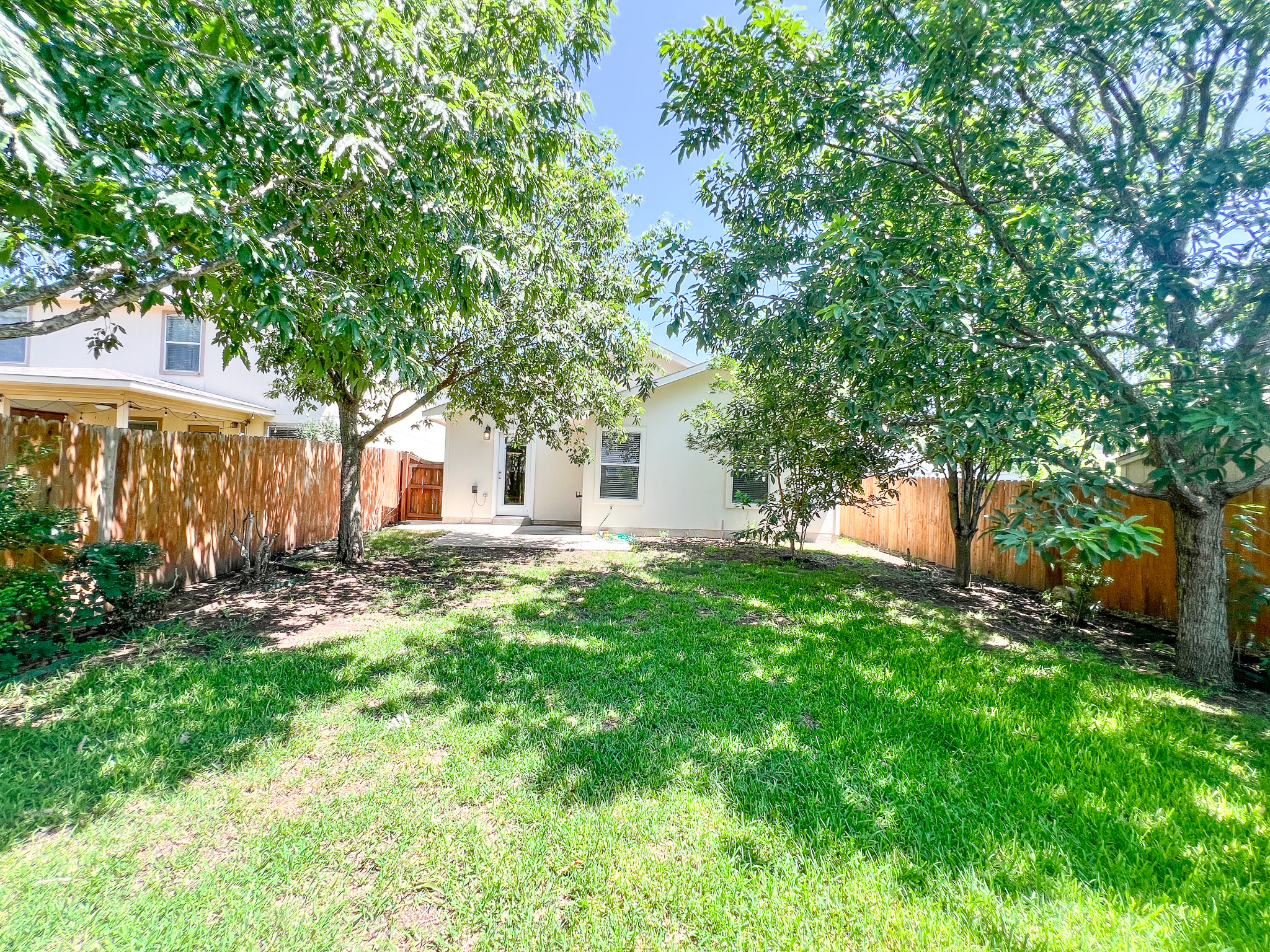 298 Jack Rabbit Lane Buda, TX 78610 - Photo 10 of 24 A verdant lawn invites relaxation behind a private wood fence, offering serene outdoor living.