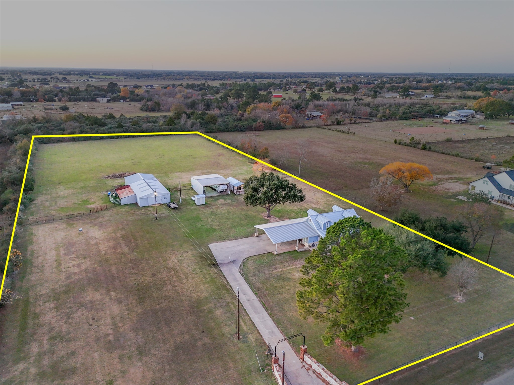 19989 Meadow Bend Road Hempstead, TX 77445 - Photo 6 of 35 Boundary lines are approximate. Aerial view showcasing the open and vast property.