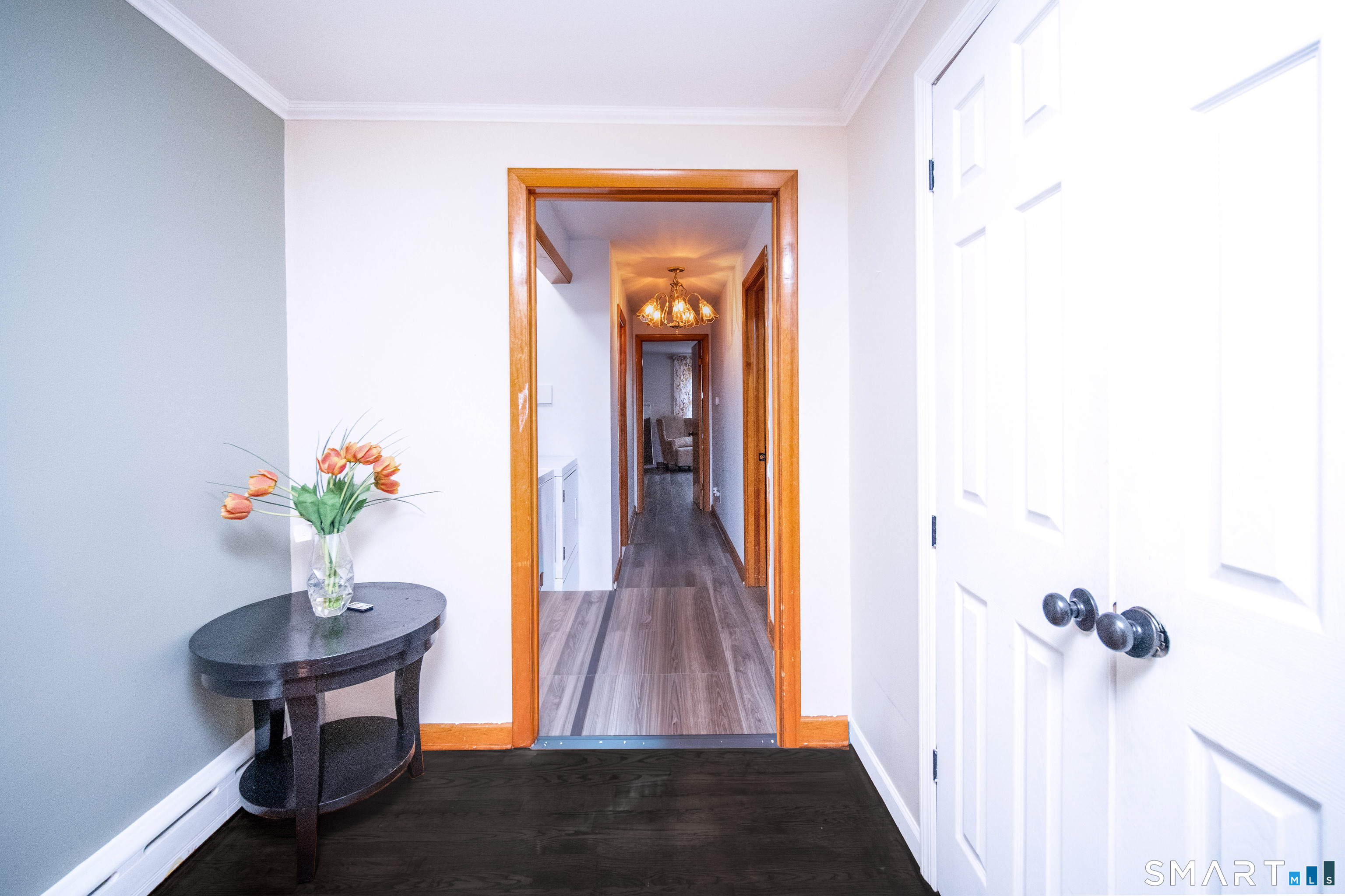 147 Funston Avenue Torrington, CT 06790 - Photo 10 of 40 a view of a hallway with wooden floor and a potted plant