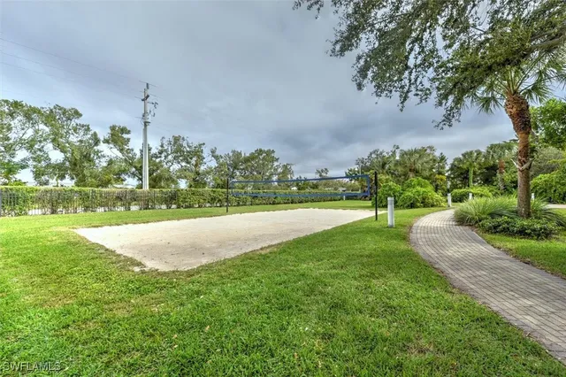 a view of a golf course with a garden