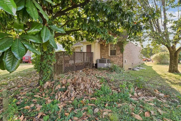 a backyard of a house with lots of green space