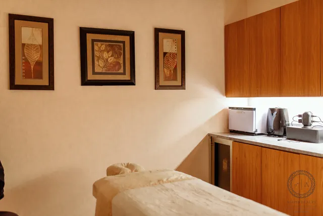 a view of a balcony from a window