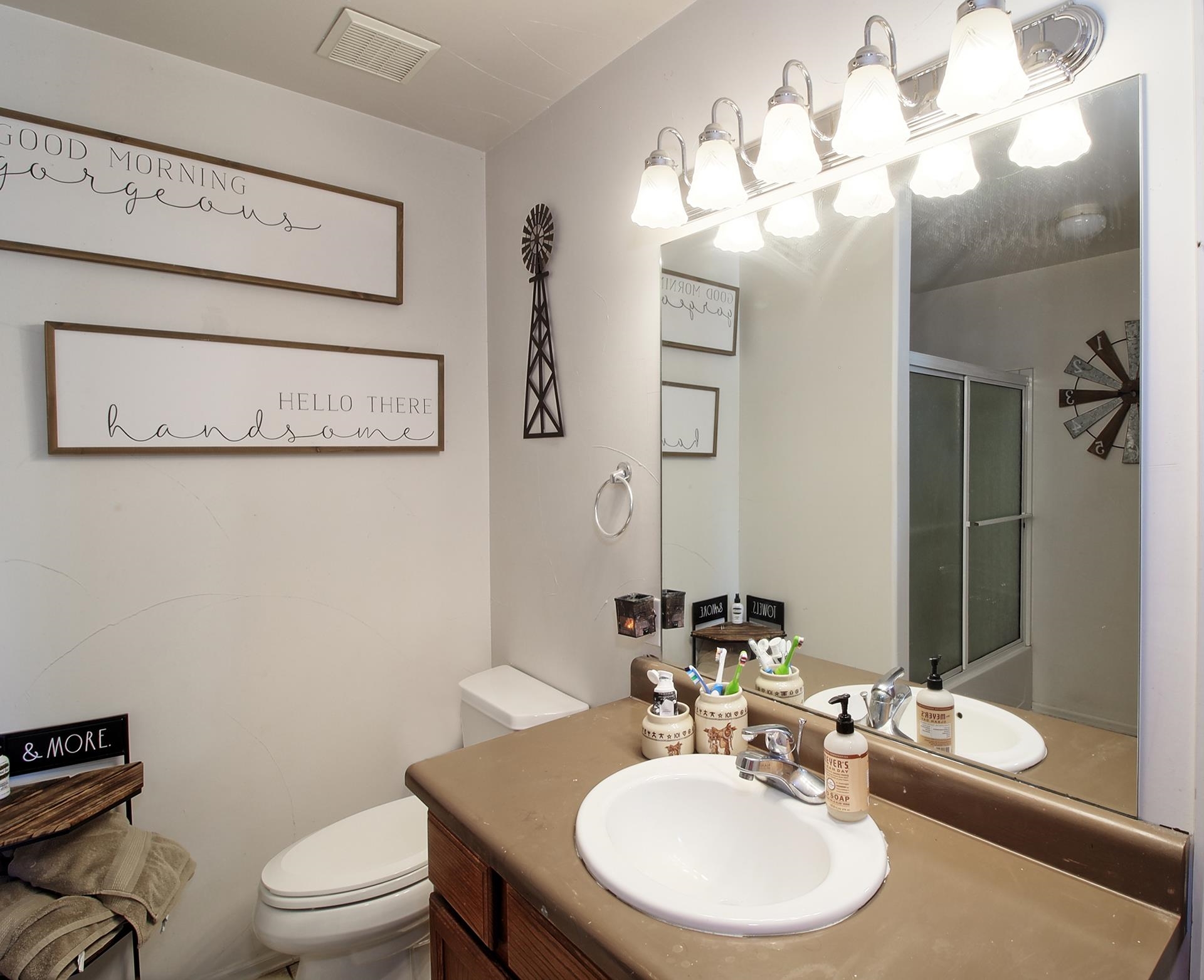 1742 10 Road Mack, CO 81525 - Photo 34 of 42 a bathroom with a toilet a sink and mirror