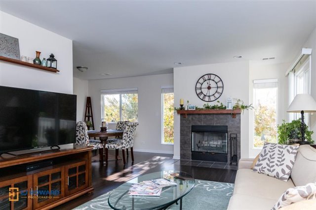 131 Century Court, Unit O2 Schaumburg, IL 60193 - Photo 4 of 16 a living room with furniture a flat screen tv and a fireplace