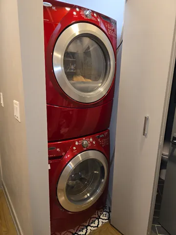 a utility room with dryer and washer