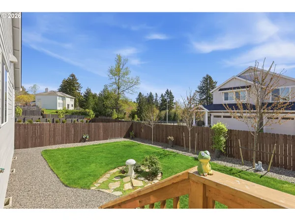 a view of a backyard with a garden