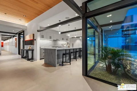 a kitchen with a stove and cabinets