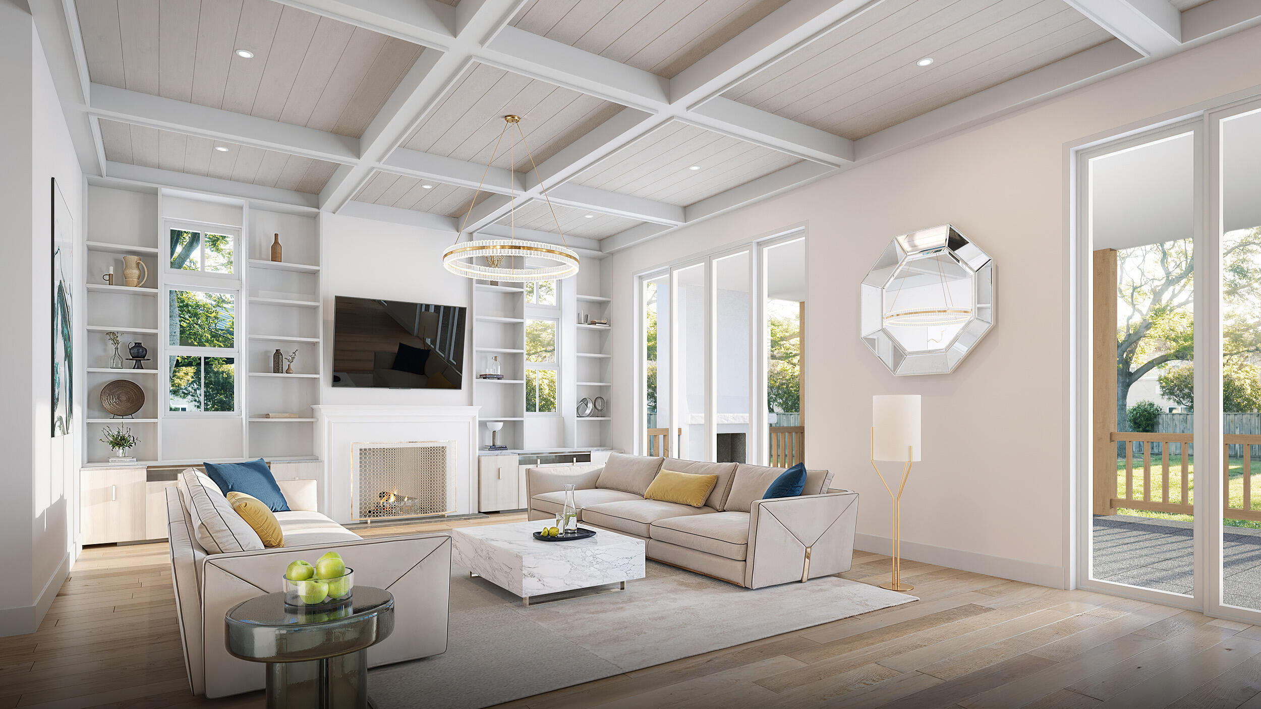 253 Quail Hollow Inlet Beach, FL 32461 - Photo 3 of 12 a living room with fireplace furniture and a flat screen tv