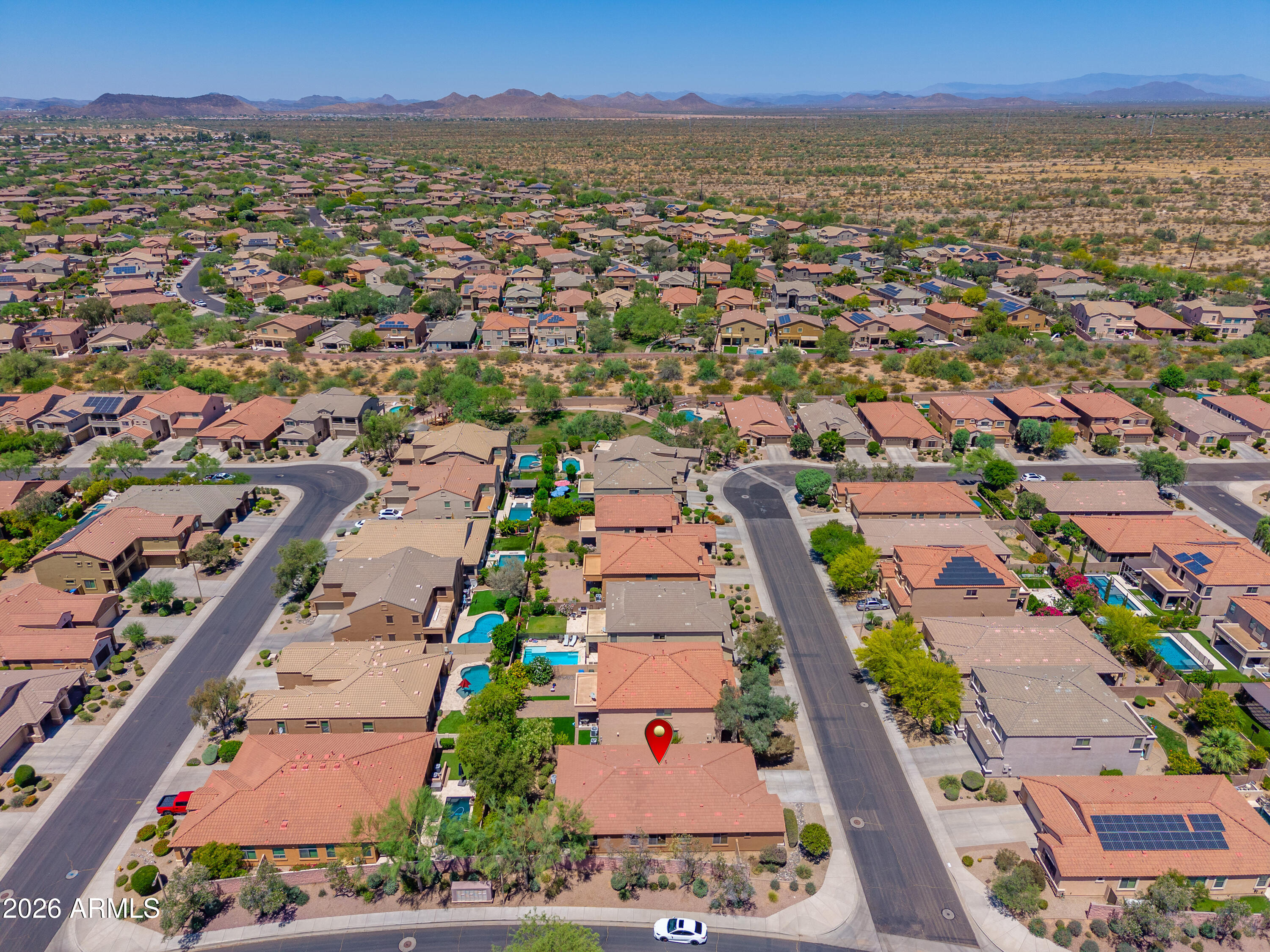4317 East Folgers Road Phoenix, AZ 85050 - Photo 38 of 40 an aerial view of residential houses with outdoor space