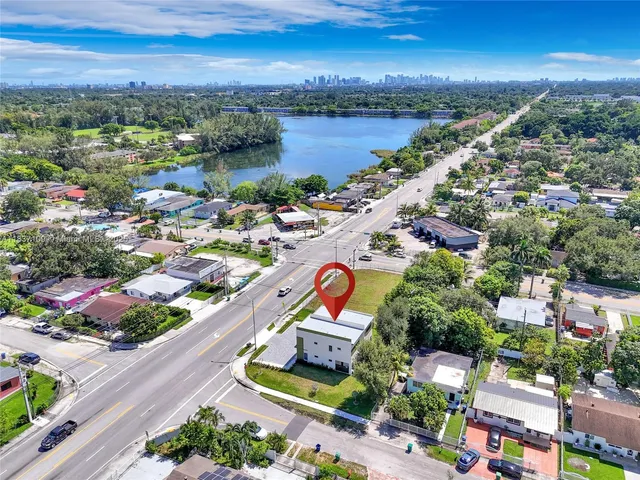 an aerial view of a city