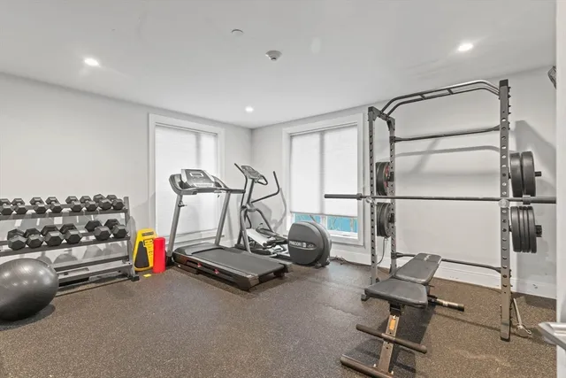 a view of a room with gym equipment