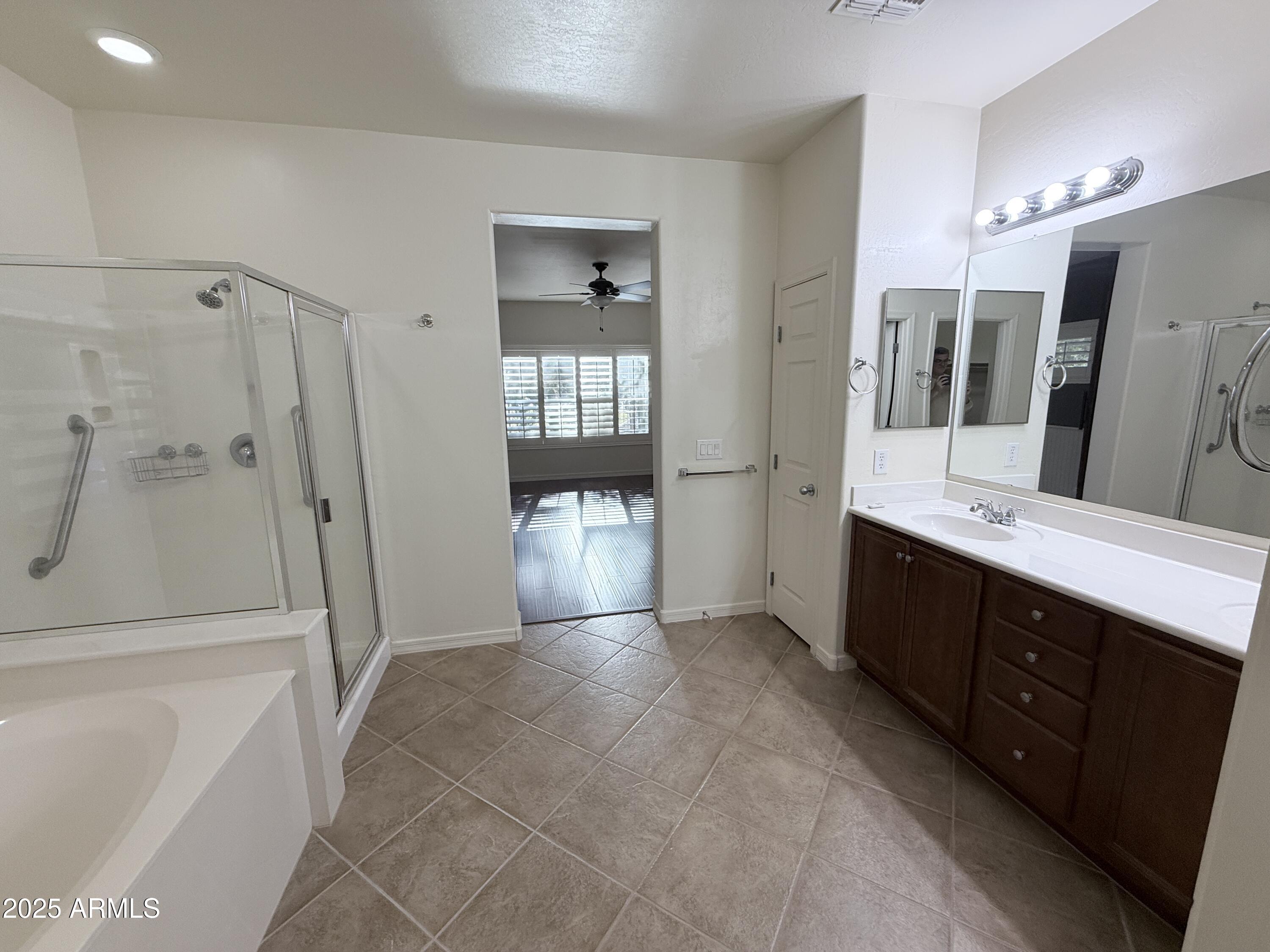 16549 West Rowel Road Surprise, AZ 85387 - Photo 17 of 23 a spacious bathroom with a double vanity sink a mirror and shower