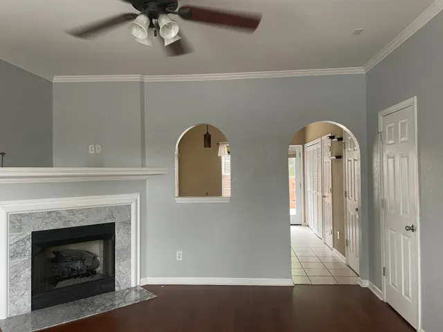 a view of a livingroom with a fireplace