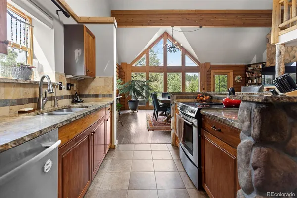 a kitchen with lots of counter top space