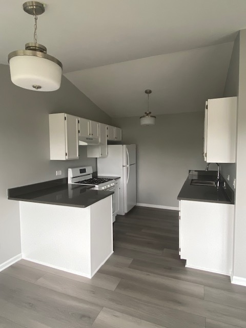 1127 North Red Oak Circle, Unit 4 Round Lake Beach, IL 60073 - Photo 21 of 31 a kitchen with stainless steel appliances a sink a stove and a wooden floors