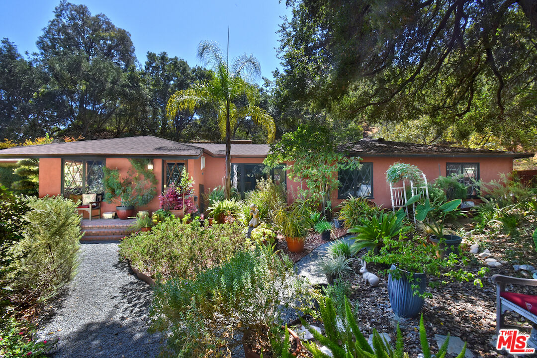 3833 Woodcliff Road Sherman Oaks, CA 91403 - Photo 41 of 52 a view of a garden with plants and large trees