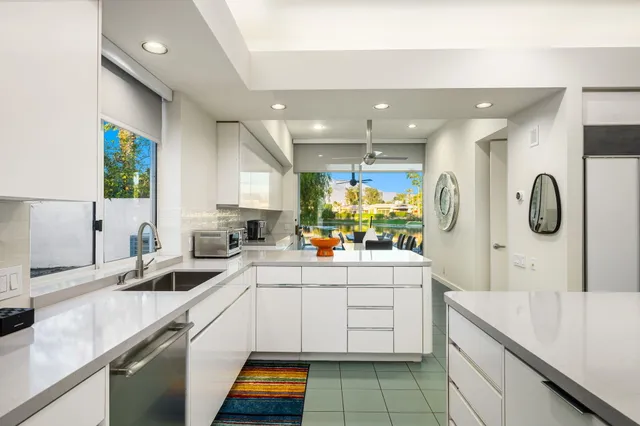 a view of a lake with a building in front of it