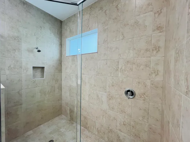 a bathroom with a shower