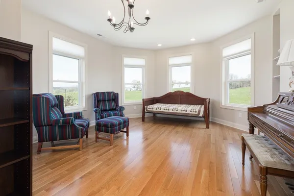 a view of small space with wooden floor