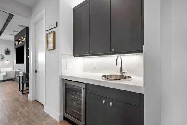 a view of a dining room