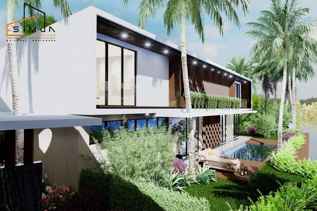 a backyard of a house with garden