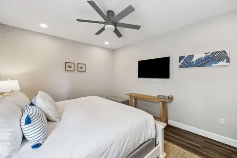 a workspace with furniture and a window