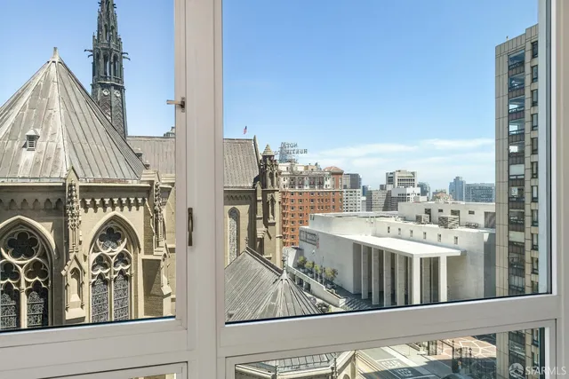 a view of a city from a balcony