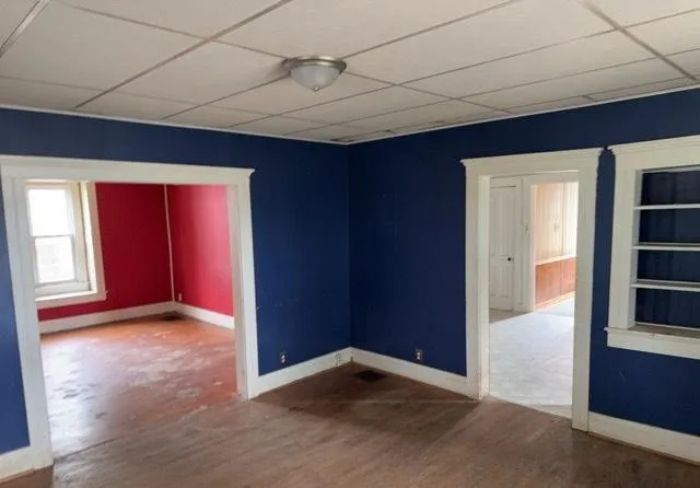 an empty room with closet