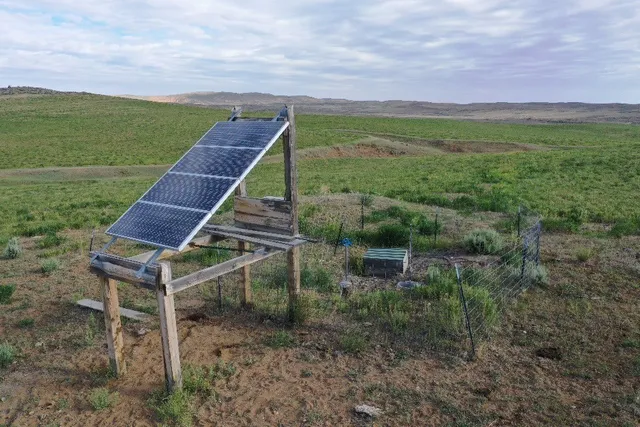a view of a yard with a mountain
