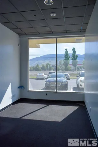 a view of a car park from a window